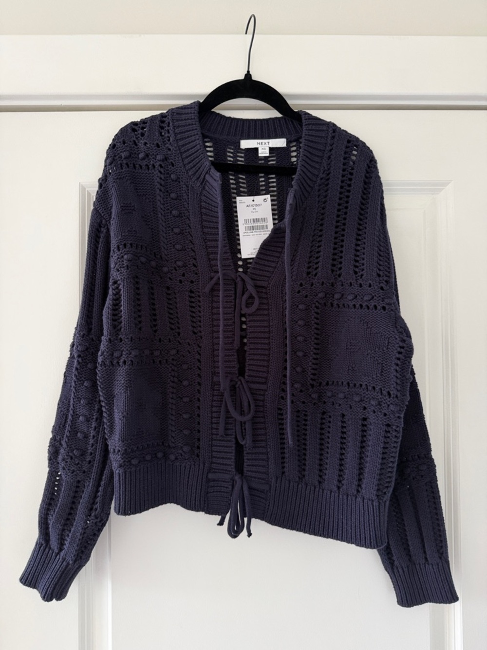 next Navy Open-Knit Tie-Front Cardigan